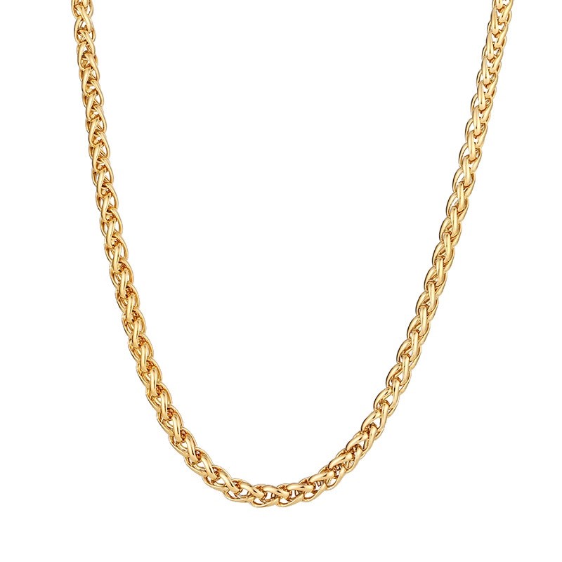 Classic 3mm Stainless Steel Wheat Necklace - 50cm (yellow)