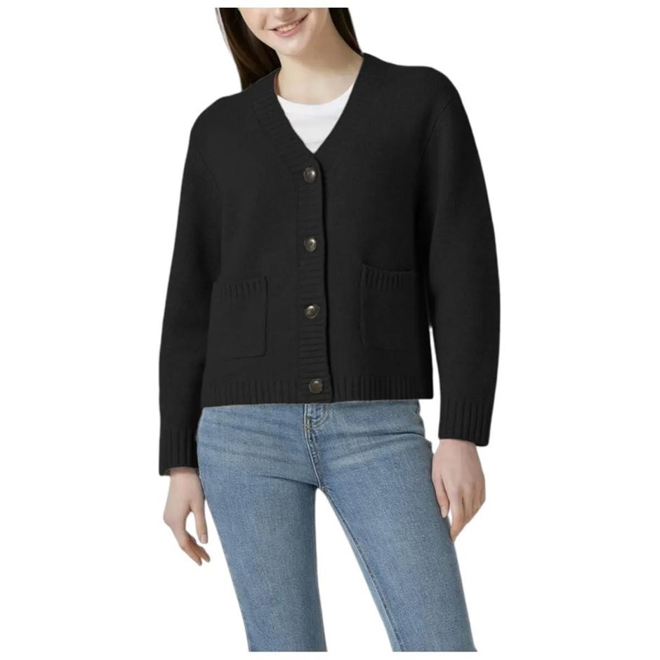 LYDIA VINE Women's Merino Wool Cardigan, Size XL, 100% Wool, Black. Buyers
