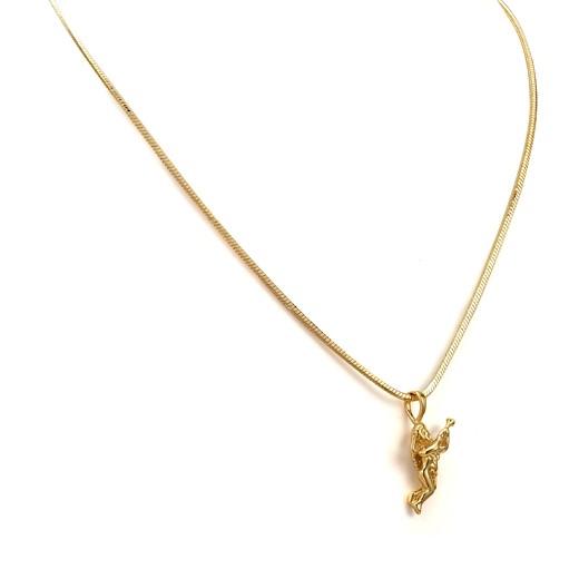 Heavy Yellow Gold Plated "Cherub" Pendant Necklace