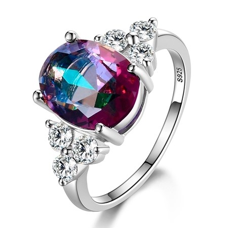 Designer Diamond Mystic Multicoloured Statement Ring in Silver - US Size 9