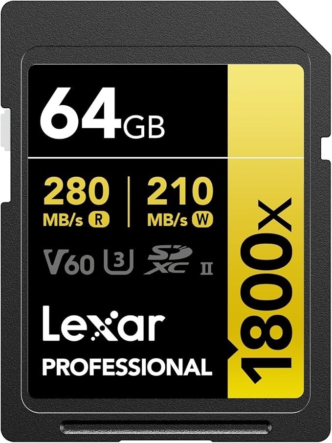 Lexar Professional 1800X SDXC UHS-II SD Card, Capacity 64GB