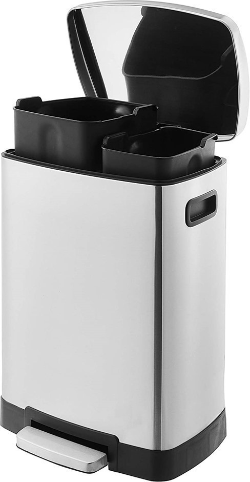 AMAZON BASICS Stainless Steel Recycle Dustbin with Two Interior Bins 25L +