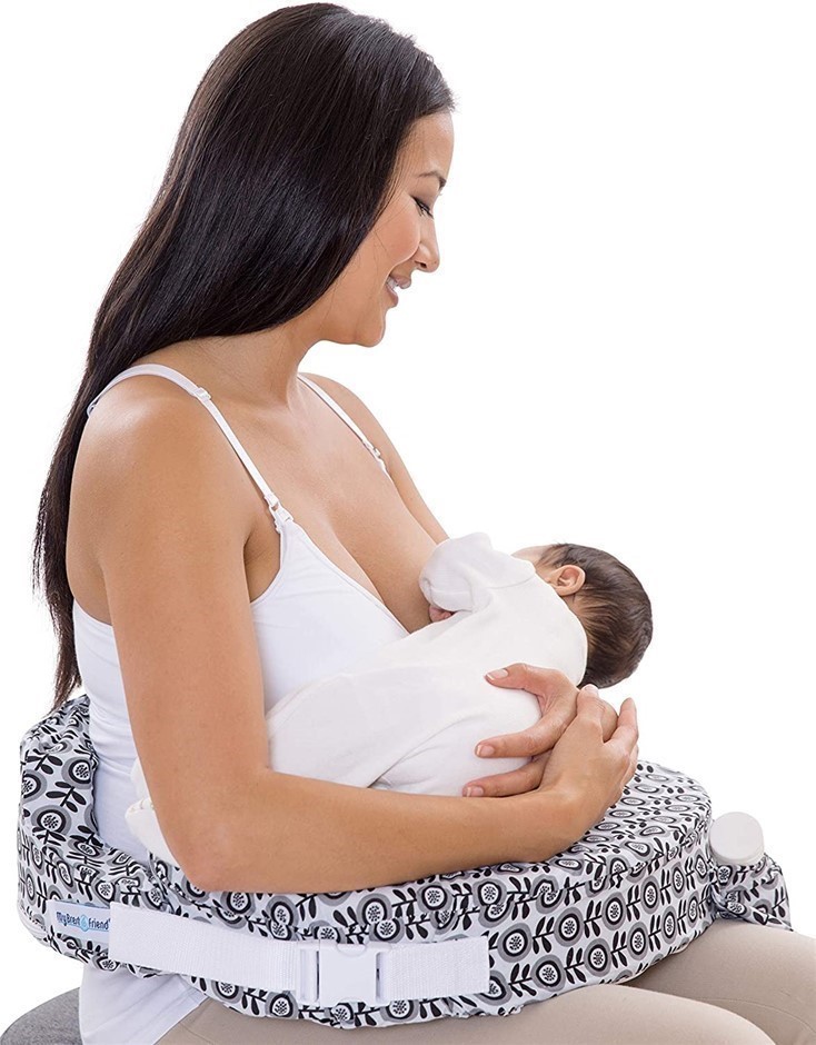 MY BREST FRIEND Nursing Pillow, Midnight Poppy, Grey, Black.