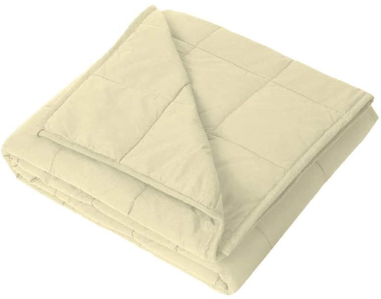 LUXOR Microfibre Weighted Blanket, Single Bed (90 x 120cm, 2.2kg), Cream.