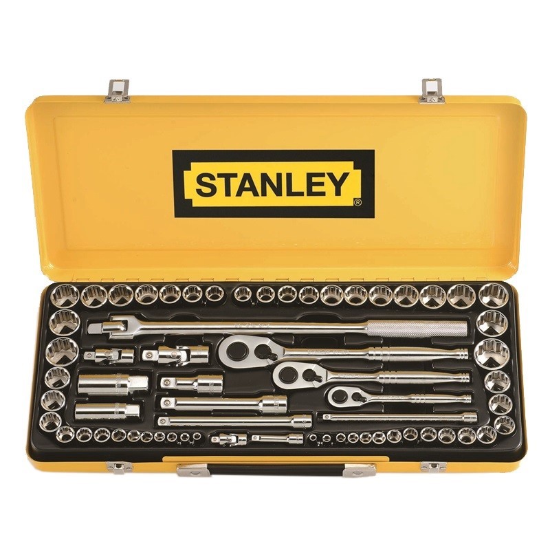 STANLEY 64 Piece 1/4" 3/8" 1/2 ' Drive Socket Set, Chrome Vanadium Steel. N