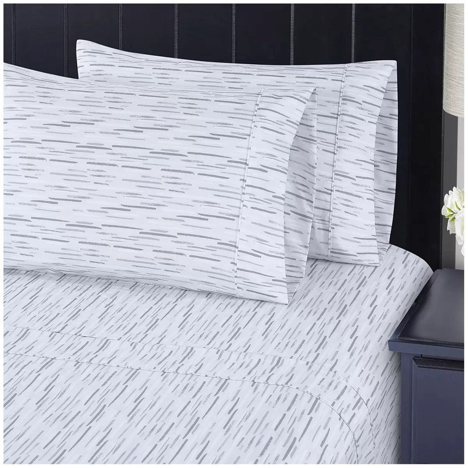 SOUTH POINT 6pc Sheet Set, Queen, Sketchy Stripes. NB: Not in original pack
