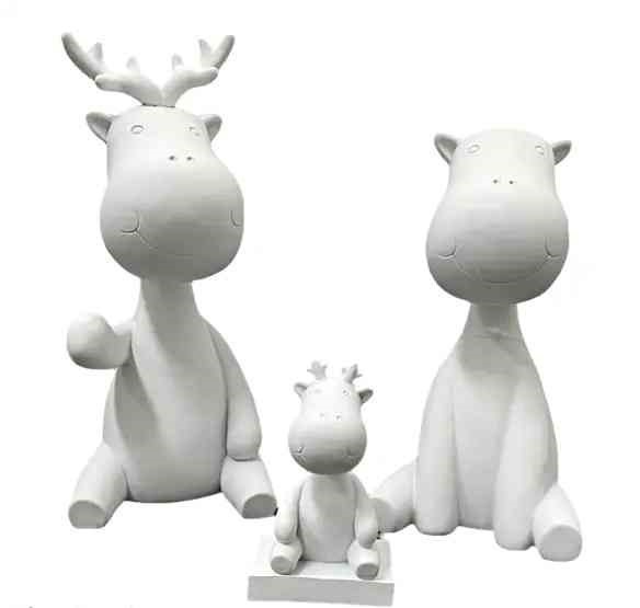 U Like Deer Figurine Set Showpiece, White LYN248