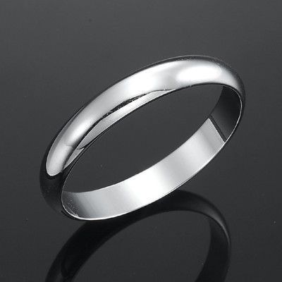 Rhodium Plated Men's Band Ring (4mm) - US Size 10