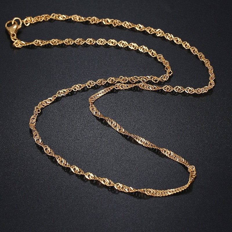 Classic 3mm Wide Stainless Steel Twist Chain Necklace - 51cm (Yellow)