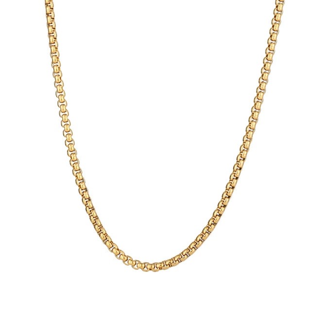 Classic 3mm Stainless Steel Rounded Box Chain Necklace - 50cm (yellow)