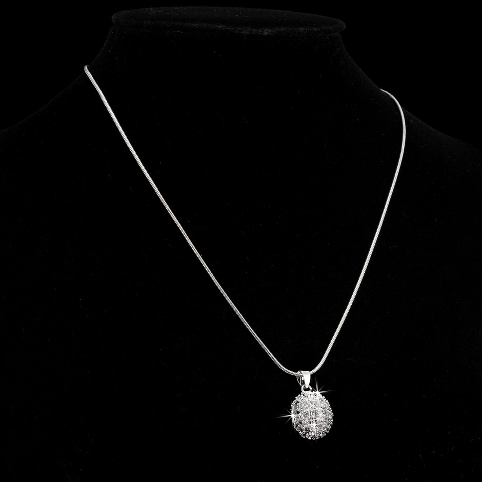 Solid Oval Pendant Featuring 48 Crystals by Swarovski®