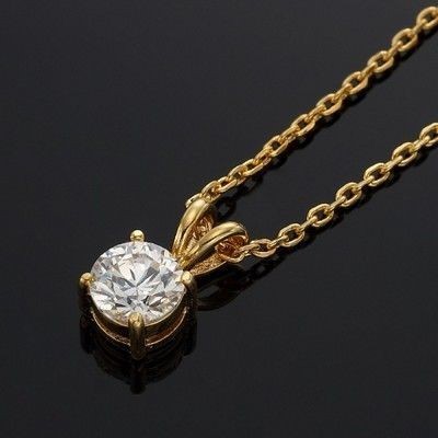 Stunning 18ct Heavy Yellow Gold Plated Simulated Diamond Round Pendant