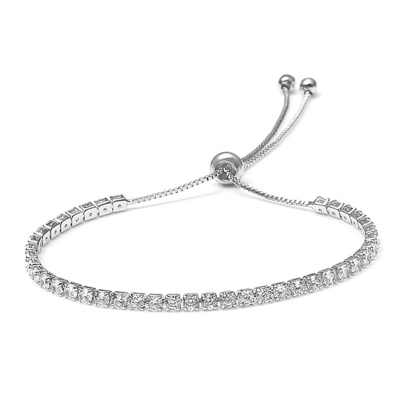 Stunning Simulated Diamond Tennis Bracelet - White (adjustable)