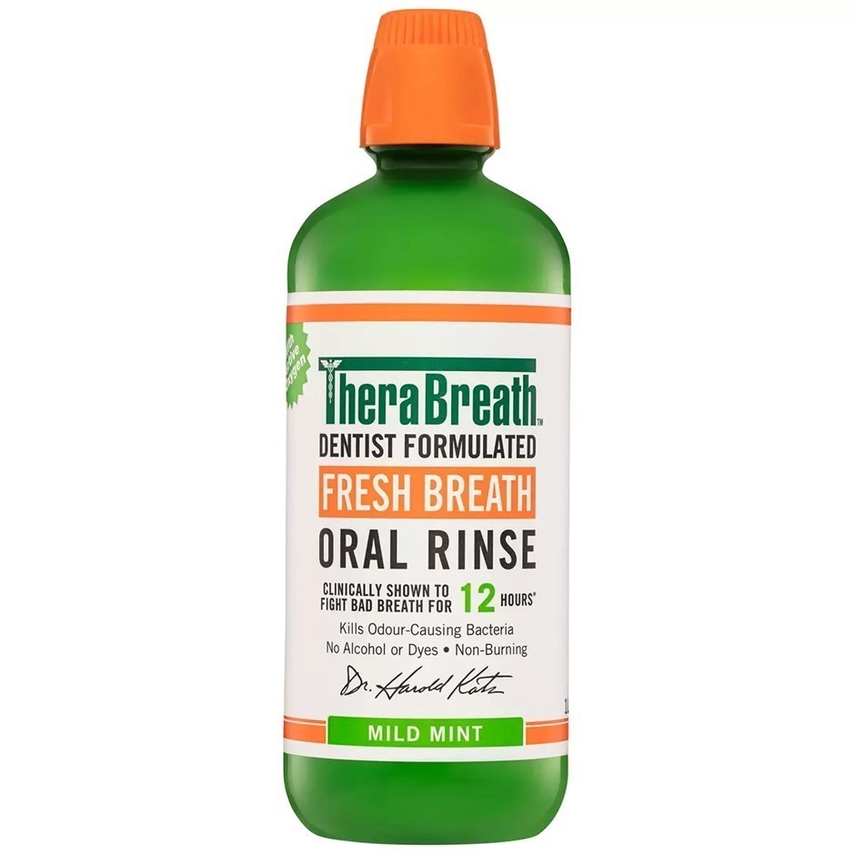 2 x THERABREATH Mouthwash, Mild Mint, 1L (Green).