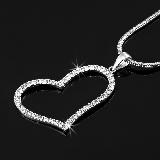 Solid 925 Sterling Silver Heart Pendant Featuring 34 Genuine Crystals by Sw