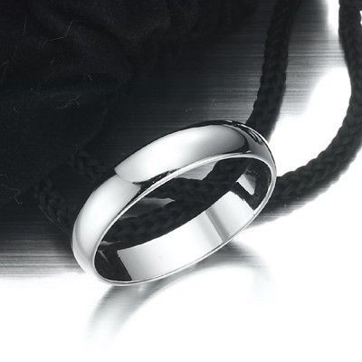 Rhodium Plated Men's Band Ring (5mm) - US Size 11