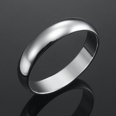 Rhodium Plated Men's Band Ring (5mm) - US Size 10