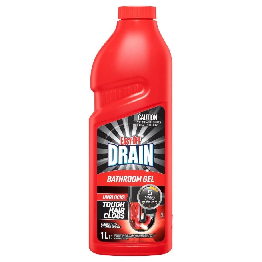 3 x EASY OFF Drain Bathroom Gel, 1L.