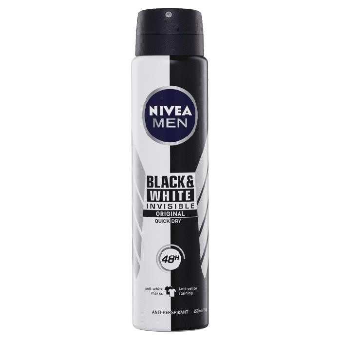 6 x NIVEA MEN Invisible Original Black & White Anti-Perspirant, 250ml.