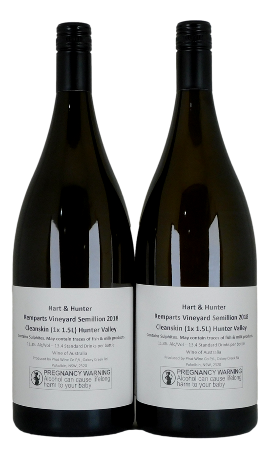 Hart & Hunter Remparts Cleanskin Semillon 2018 (2x 1.5L), NSW.