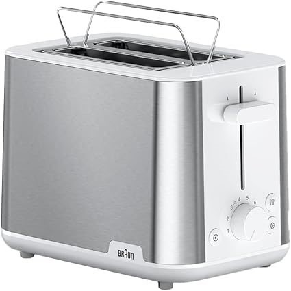 Braun PurShine HT1510WH, 2 Slot Toaster, 8 Levels of Toaster, Highlight and
