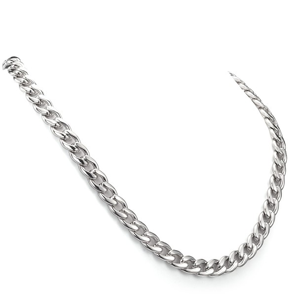 Impressive 22" Unisex Classic Curb Chain Necklace in Silver