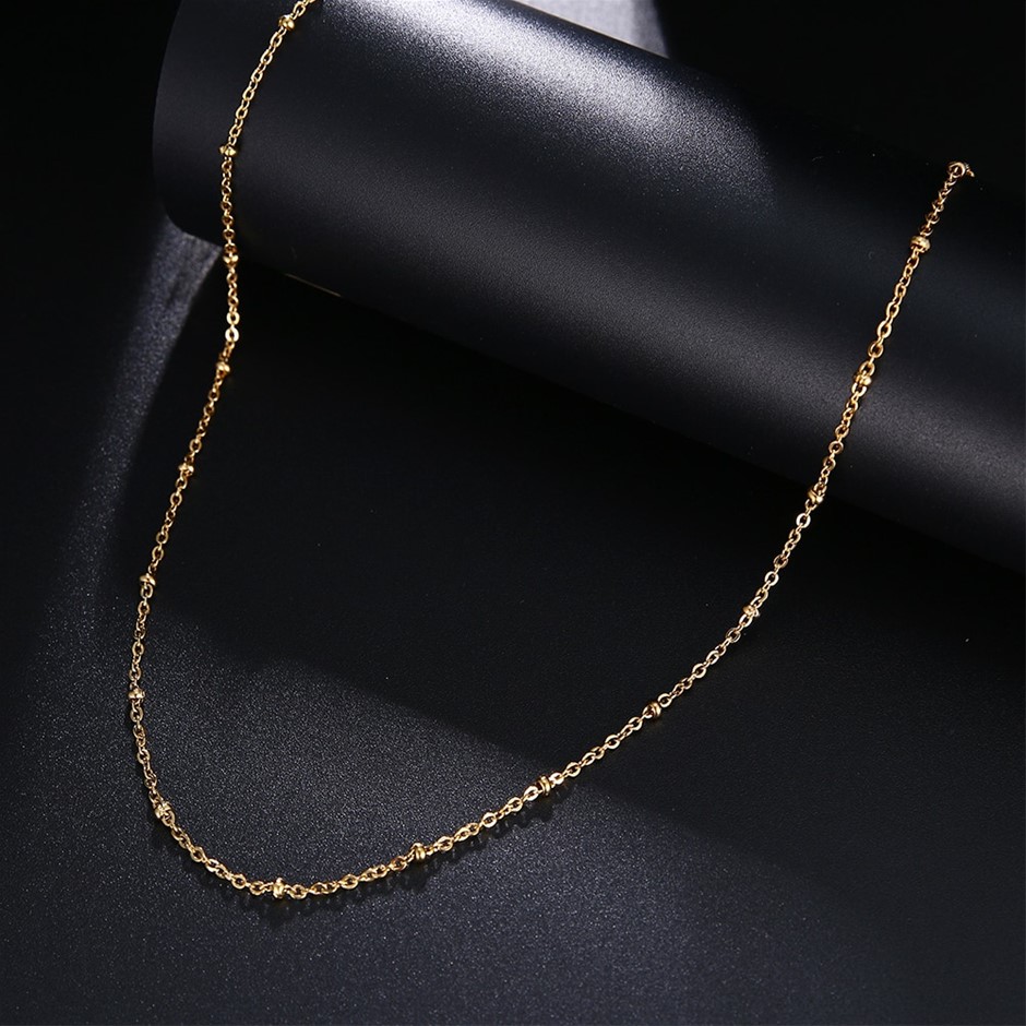 Classic Stainless Steel Delicate Ball Chain Necklace - 60cm (yellow)