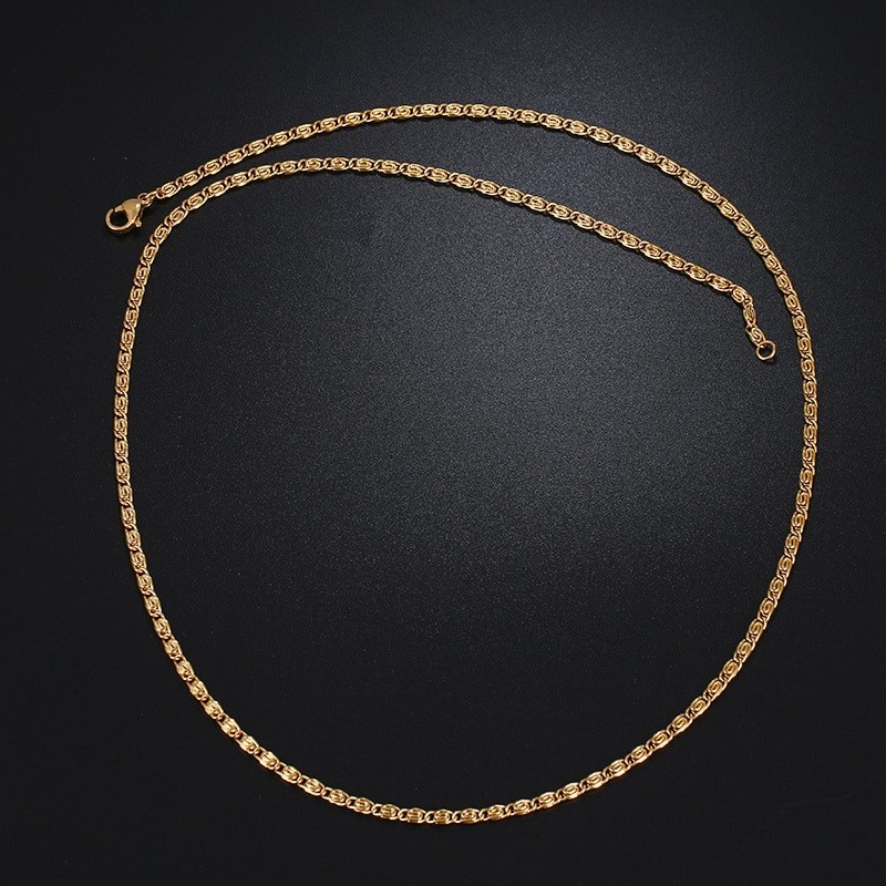 Classic 3mm Stainless Steel Snail Chain Necklace - 60cm (yellow)