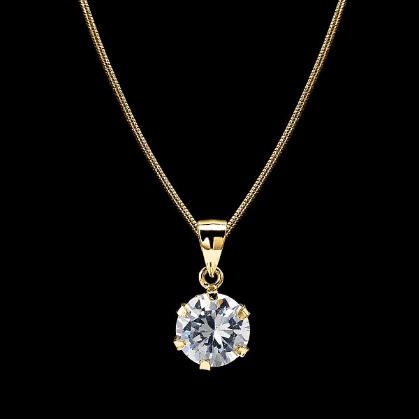 19ct Gold Plated 8mm Round Pendant Featuring a Crystal by Swarovski®