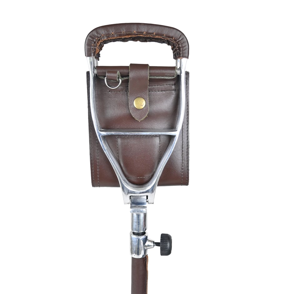 Outdoor Walking Stick with Seat Leather Walking Stick Dark Brown