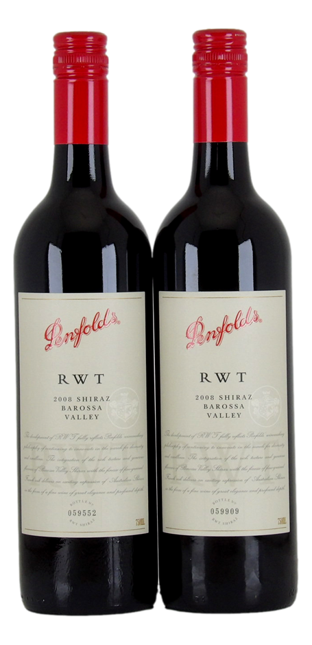 Penfolds `RWT` Shiraz 2008 (2x 750mL), Barossa, SA.