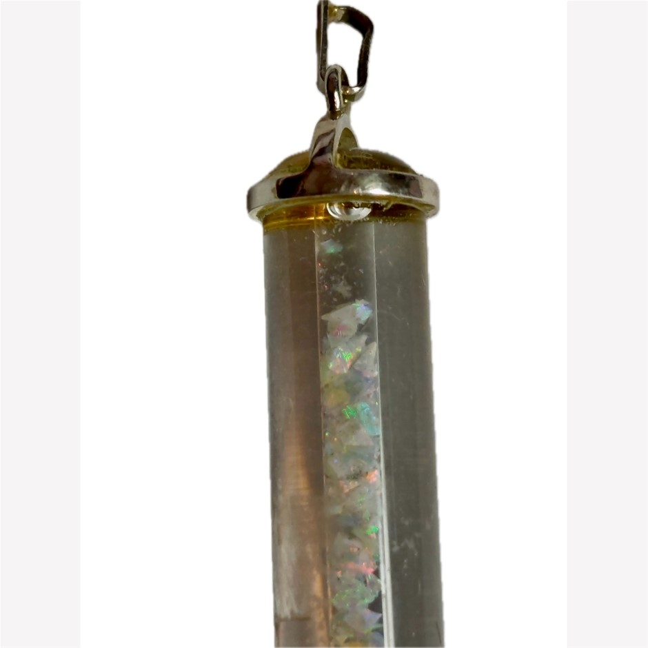 S/S Inlaid With Solid Opal Pendant