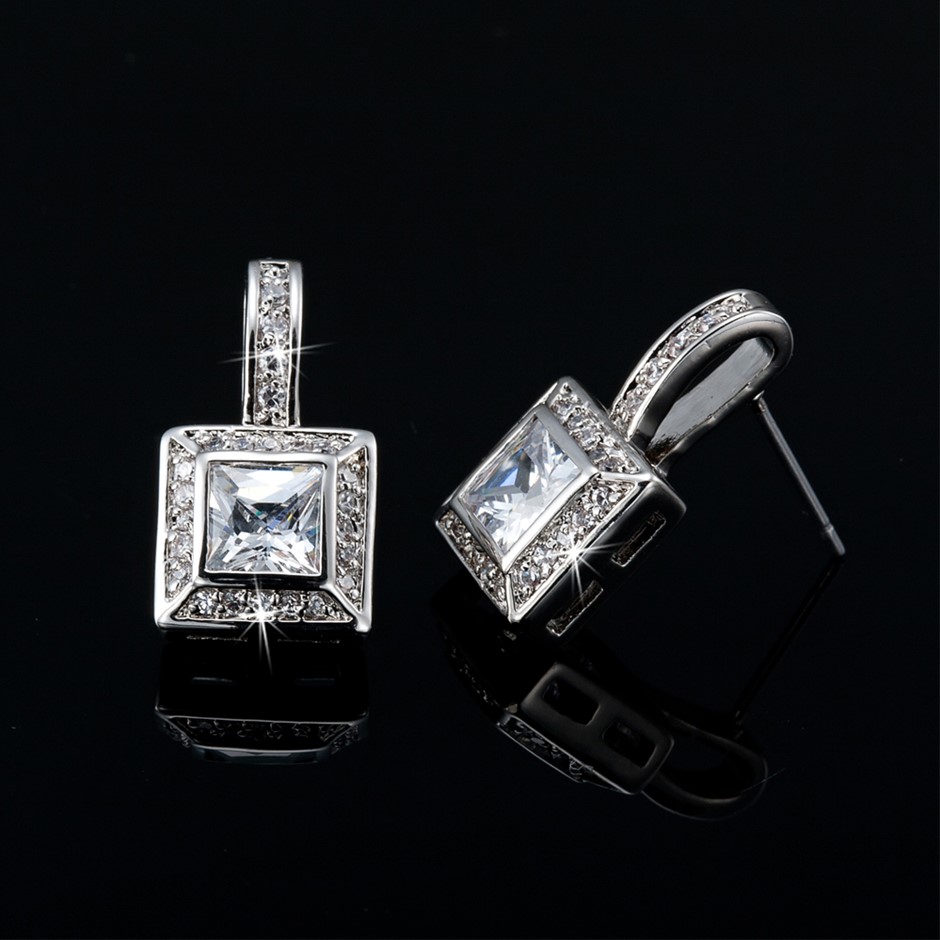 Stunning Square Drop Earrings Featuring 50 Crystals by Swarovski®