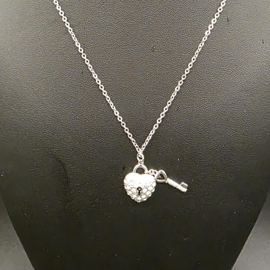 Designer Locket and Key Featuring Crystals by Swarovski® Necklace Silver