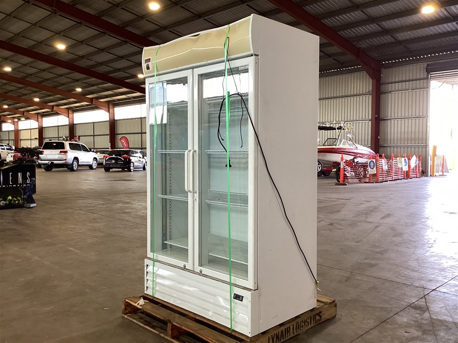 Cyber Cool CCF950-SA-White Upright Double Door Display Fridge