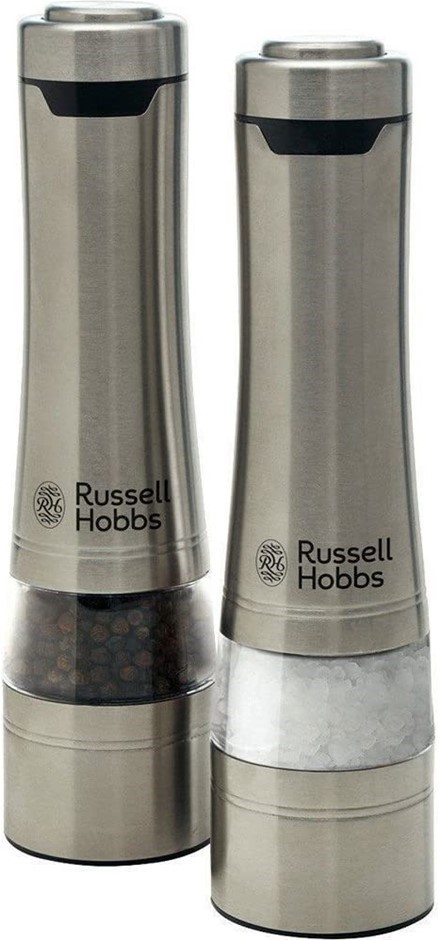 RUSSELL HOBBS Salt & Pepper Mills, Brushed Stainless Steel. NB: Minor Use.