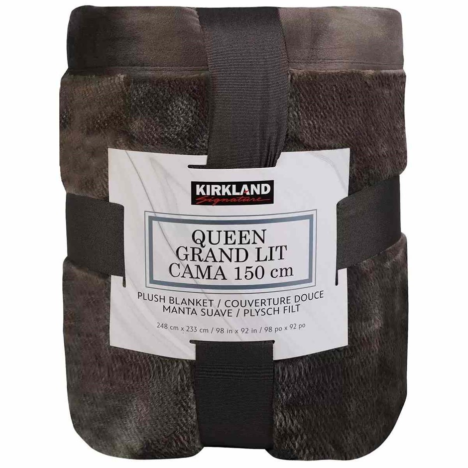 KIRKLAND Signature Plush Blanket Queen Charcoal