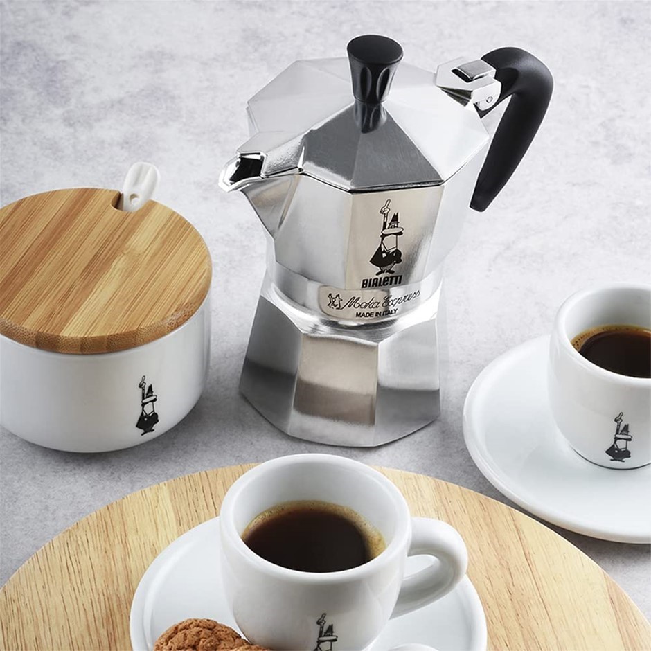 BIALETTI Moka Express 3 Cup Espresso Coffee Maker, Silver. NB: Minor Use.