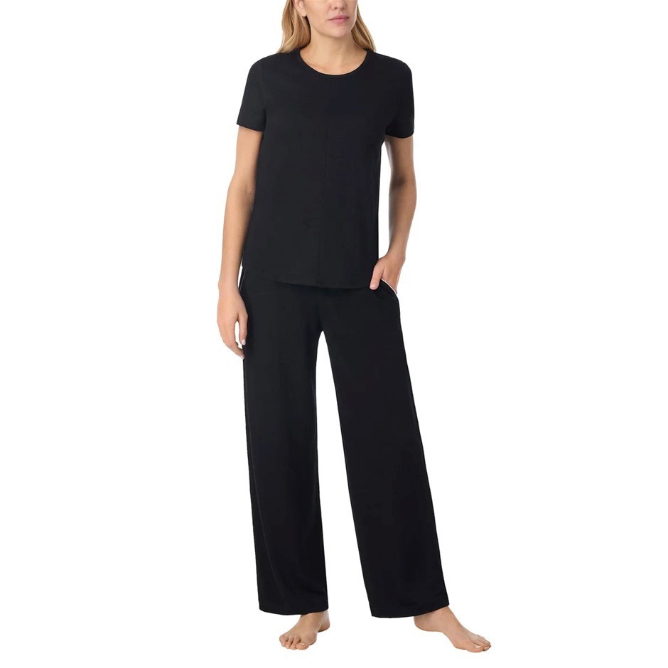 MIDNIGHT Carole Hochman Women's 2pc Pyjama Set, Size XL, Black/White.