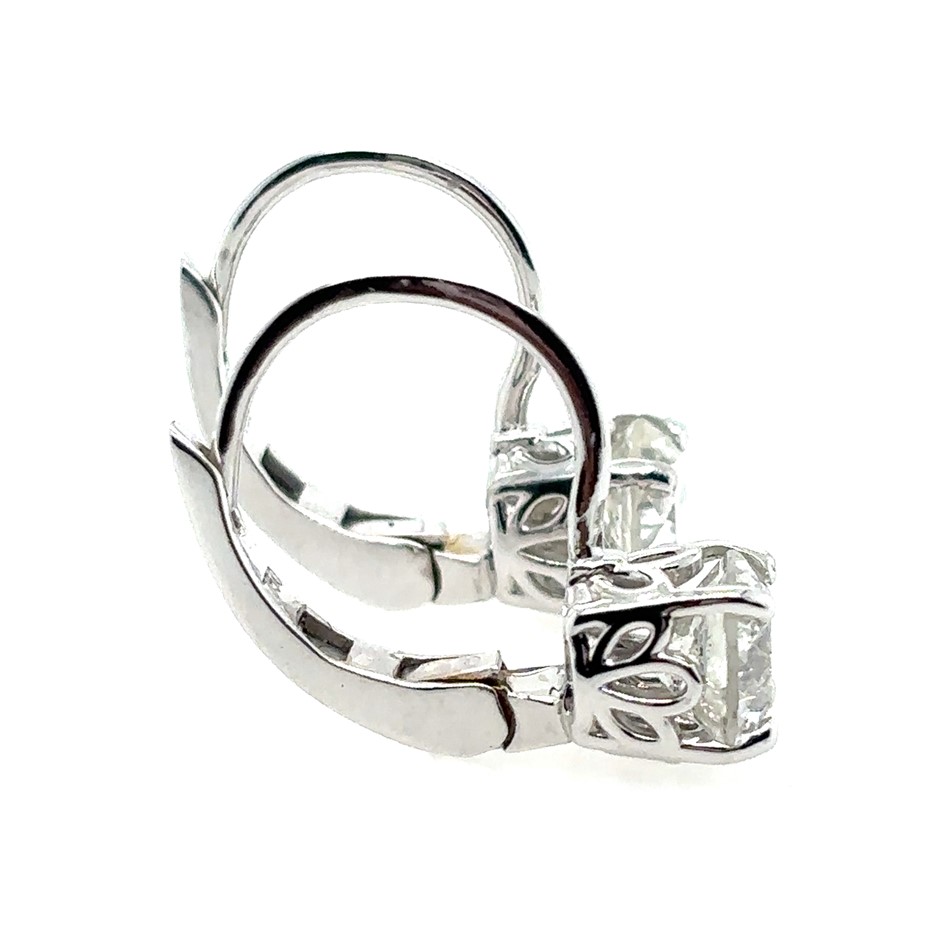 1.10ct & 1.03ct Dia. J/I1 With CGL Cert. Hoop Earrings 18K White Gold