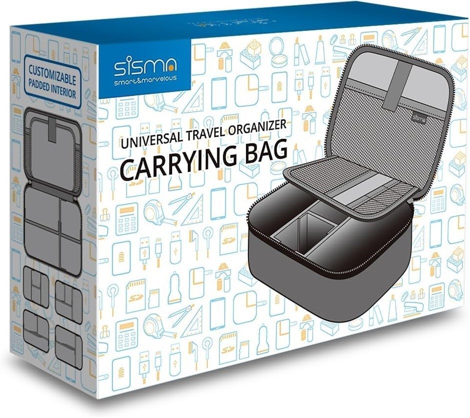 SISMA Travel Electronics Organiser Carrying Case for Power Cords Power Bank