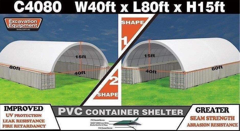 Heavy duty 40ft x 80ft Container Shelter (Unused)