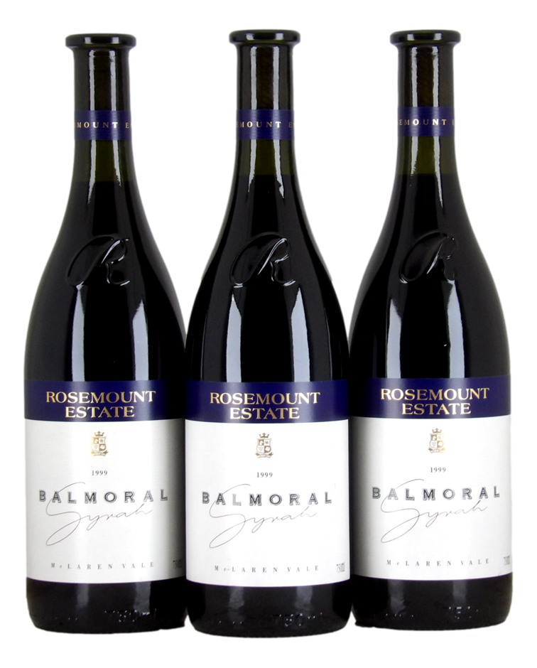 ROSEMOUNT ESTATE Balmoral Syrah 1999 (3x 750mL), McLaren Vale. 5* Prov
