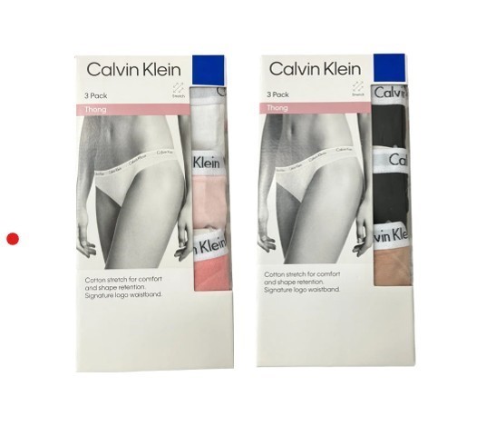 2 x 3-Pack CALVIN KLEIN Women's Thongs, Size XL, 90% Cotton, Color: Black/N