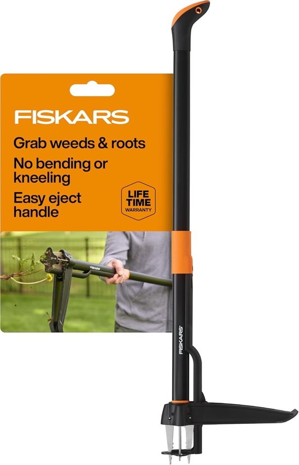 FISKARS 4-Claw Stand Up Weed Puller Tool, Gardening Hand Weeding Tool with
