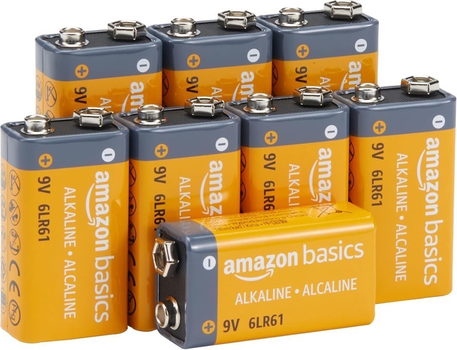 AMAZON BASICS 9 Volt Performance All-Purpose Alkaline Batteries, 5-Year She