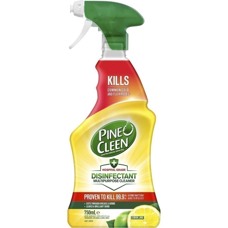 4 x PINE O CLEEN Disinfectant Multi Purpose Cleaner, Lemon Lime, 750ml (Red