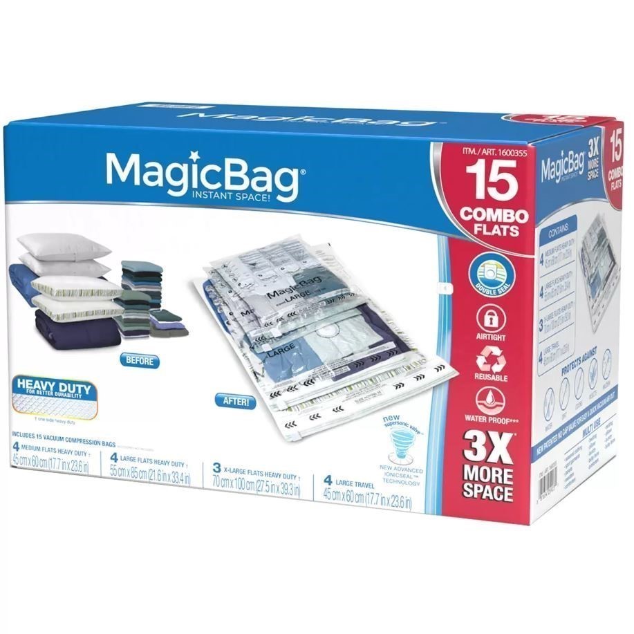 MAGIC BAG Pack of 15 Vacuum Compression Combo Set. N.B: Damaged box.
