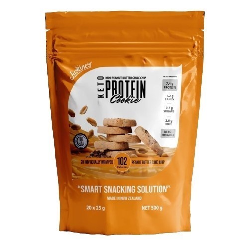 2 x Pack of 20pc JUSTINE'S Keto Protein Cookies, Mini Peanut Butter Choc Ch