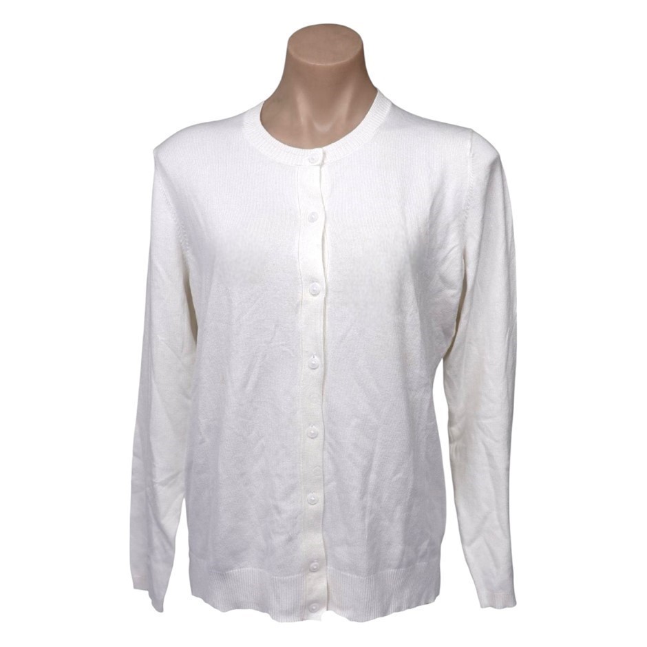 TOMMY HILFIGER Women's Cardigan, Size XL, 75% Viscose, 112 Ivory (IVY). Bu